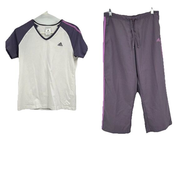 Womens ADIDAS 2 Piece Tracksuit White Purple Athletic 2007 - Picture 1 of 16
